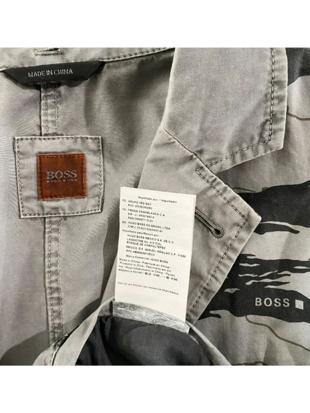 Rare BOSS Orange Hugo Boss Jacket Mens 44R Gray Tiger Stripe Camo Casual Blazer